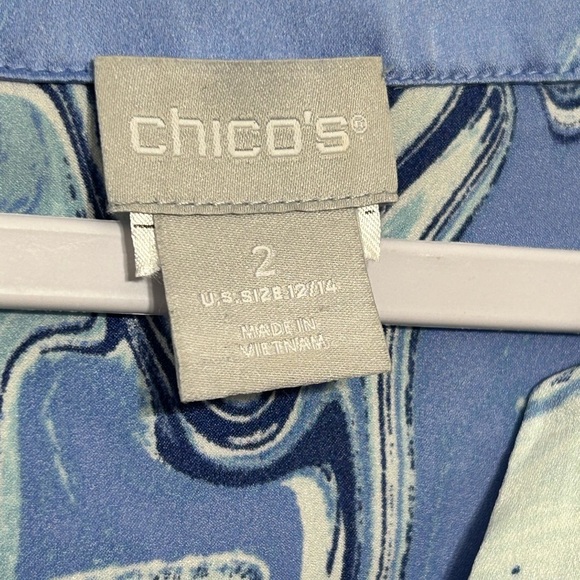 Chicos Marble Stone Paint Swirl Dolman Sleeve Front Tie Knot Tunic Blouse - Picture 8 of 10